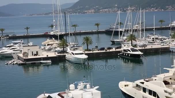 Hotel Regent, Tivat, Czarnogóra, Czarnogóra Porto obszar. Zobacz fro — Wideo stockowe