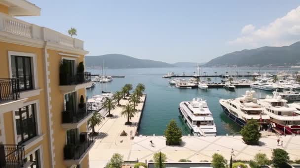 Regent Hotel, Tivat, Montenegro, área de Porto Montenegro. Vista para o exterior — Vídeo de Stock