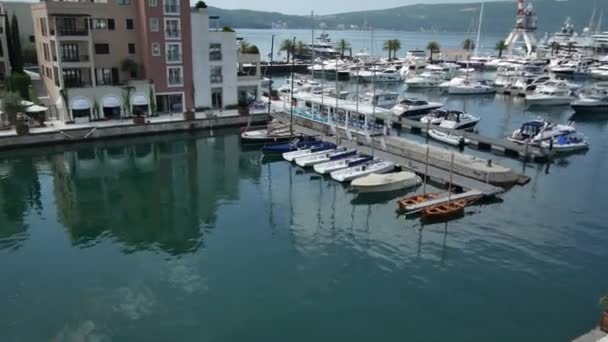 Okres Porto Montenegro, elita chaty, vily u moře, Ho — Stock video