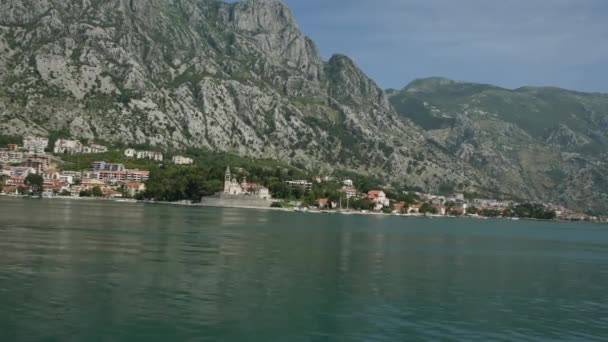 City "Dobrota" in the Bay of Kotor — Stock Video