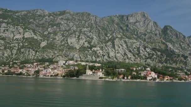 City "Dobrota" in the Bay of Kotor — Stock Video