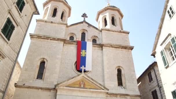 Kościół prawosławny kościół św Mikołaja w Kotor, Czarnogóra, — Wideo stockowe
