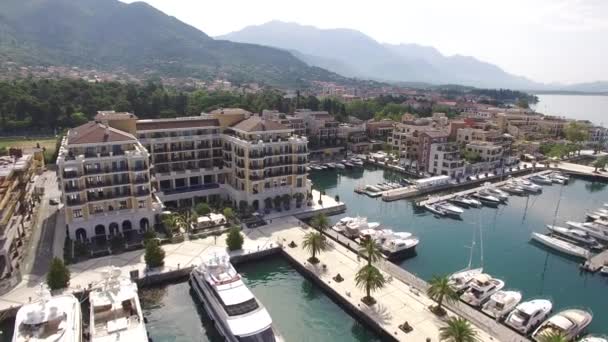 Worlds best marine for super yachts boats . Porto Montenegro in Tivat — Stock Video