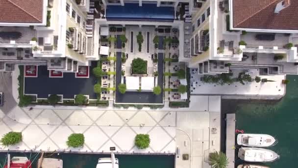 Regent Hotel, Tivat, Montenegro, Porto Montenegro area. Aerial s — Stock Video