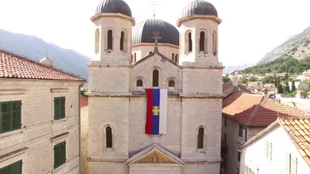 Church The Orthodox Church of St. Nicholas of Kotor, Montenegro, — Stock Video