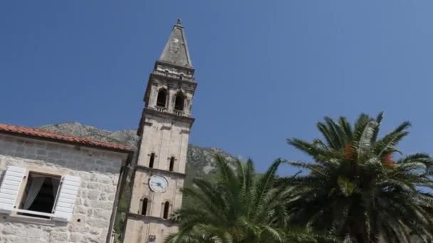Iglesia de San Nicolás, Perast, Montenegro — Vídeo de stock