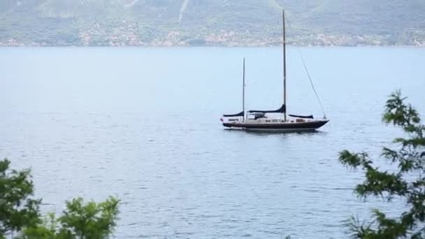 Jachty, lodě, lodí do zátoky Kotor, Jaderské moře, Černá Hora — Stock video
