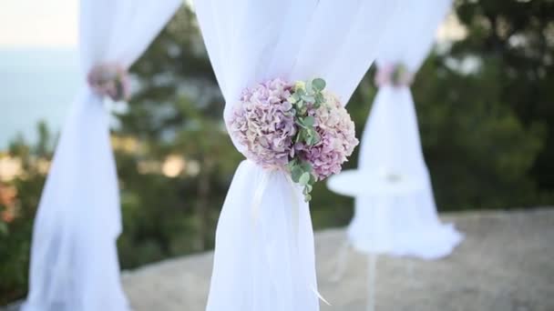 Wedding ceremony on the lookout over Split, on a mountain in Cro — Stock Video