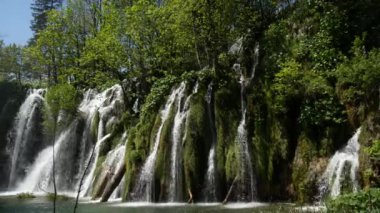 Hırvatistan 'daki Plitvice Gölleri Ulusal Parkı' nda büyük bir şelale. Korana Nehri, doğal barajların oluşmasına neden oldu. Bu barajlar bir dizi pitoresk göller, şelaleler ve mağaralar yarattı..