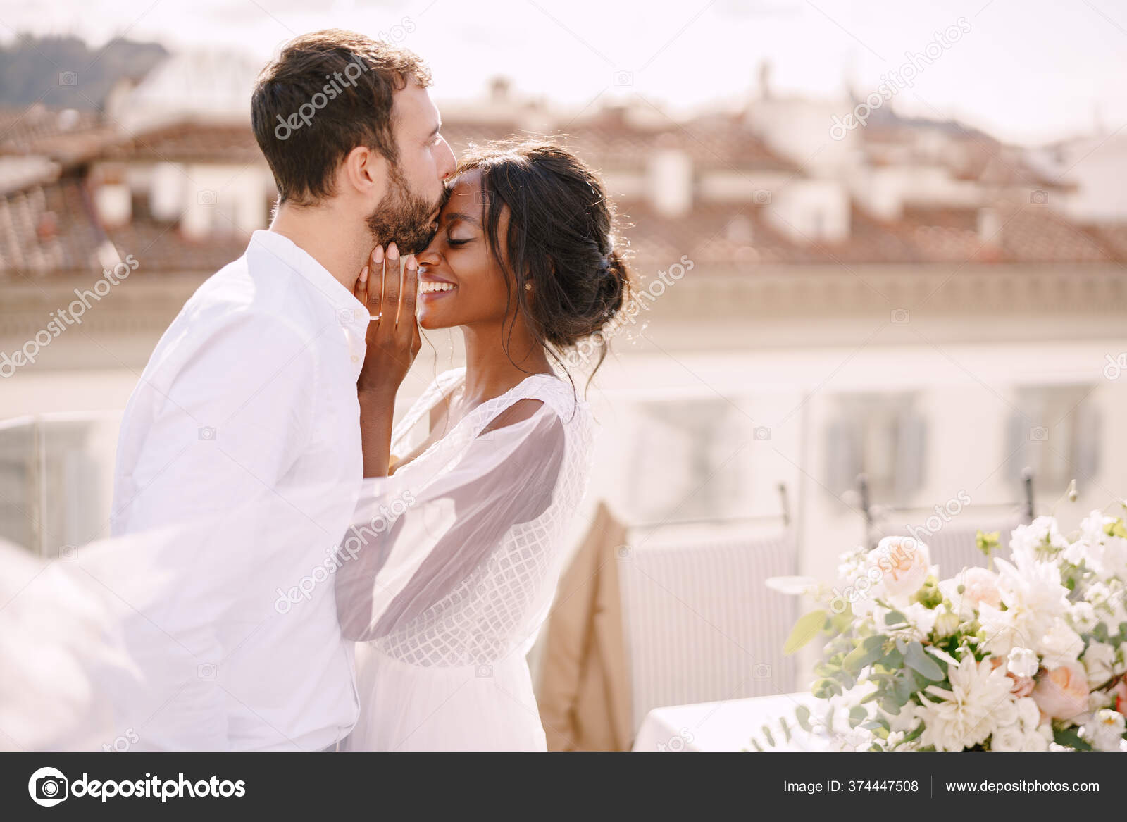 Destination fineart wedding in Florence, Italy. Caucasian groom and