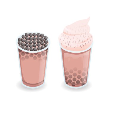 Bir fincan köpüklü çay içeceği Isometric Illustration