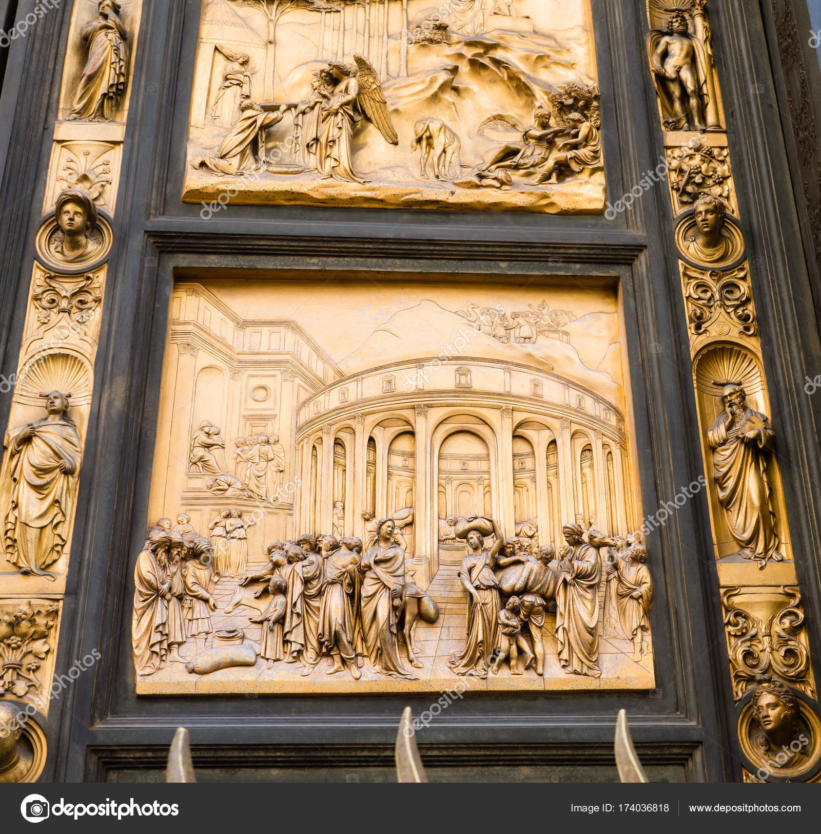 Panel On East Door Of The Baptistery In Florence Italy