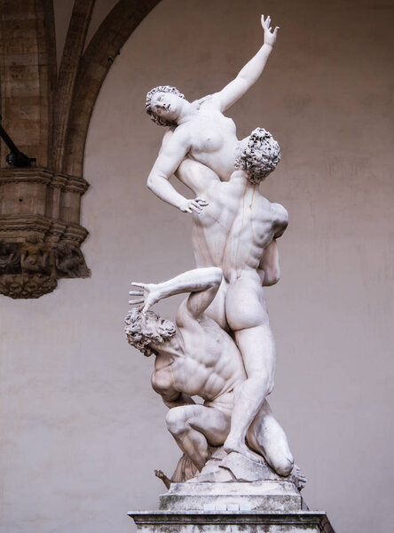 Statue of the rape of the Sabine women in Florence, Italy