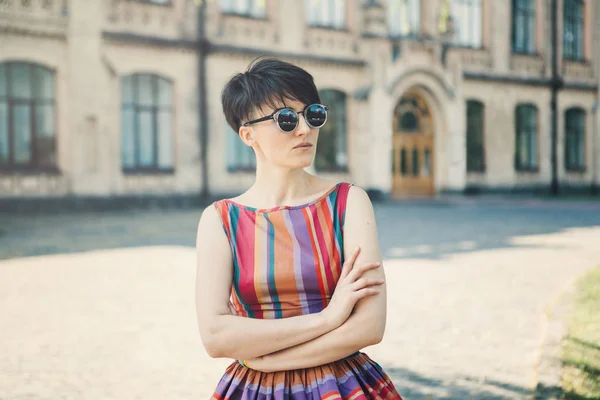 trendy woman with sunglasses