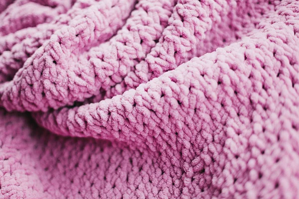 Texture di coperta di maglia rosa. Plaid lana merino . — Foto Stock