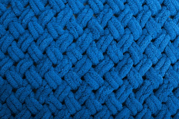 Textura de manta de malha azul. Lã merino xadrez . — Fotografia de Stock