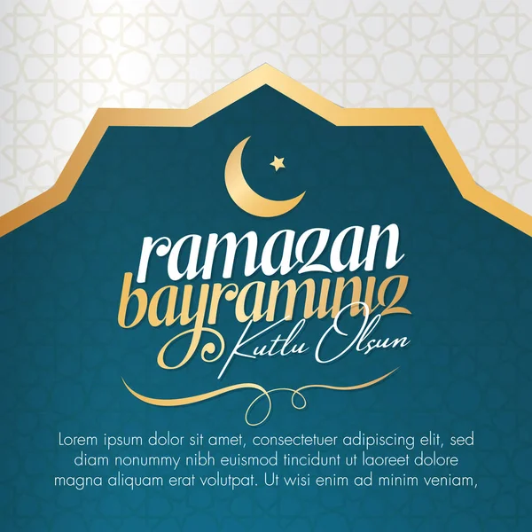 Eid Fitr Mubarak Iszlám Ünnep Üdvözlet Török Ramazan Bayraminiz Kutlu — Stock Vector