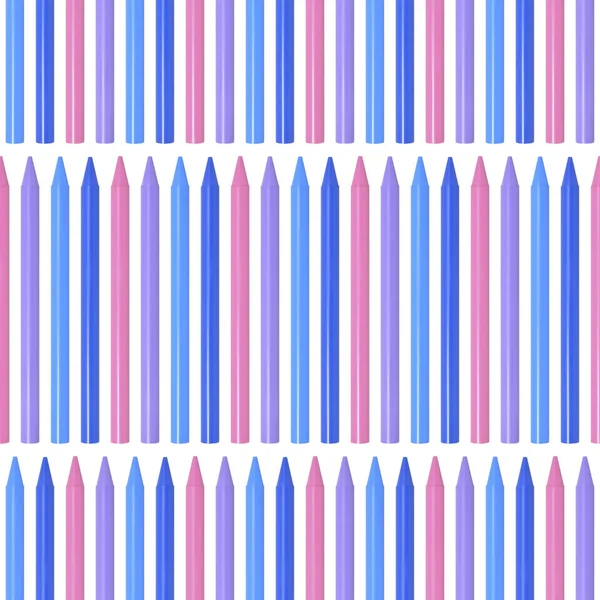 Seamless pattern with colored pencils, crayons on white background