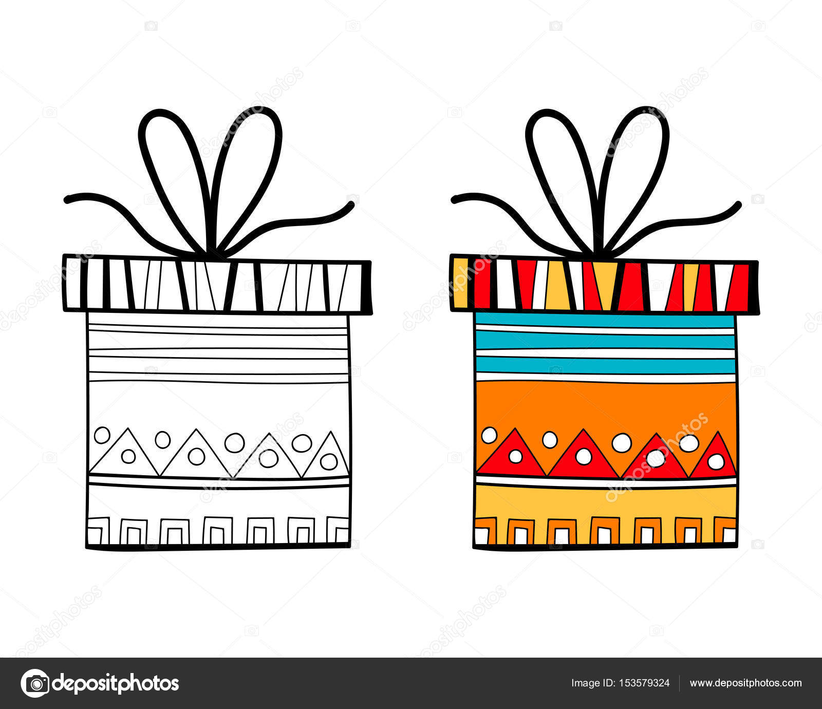 Contenitore di regalo in bianco e nero per libro da colorare Packaging festivo illustrazione