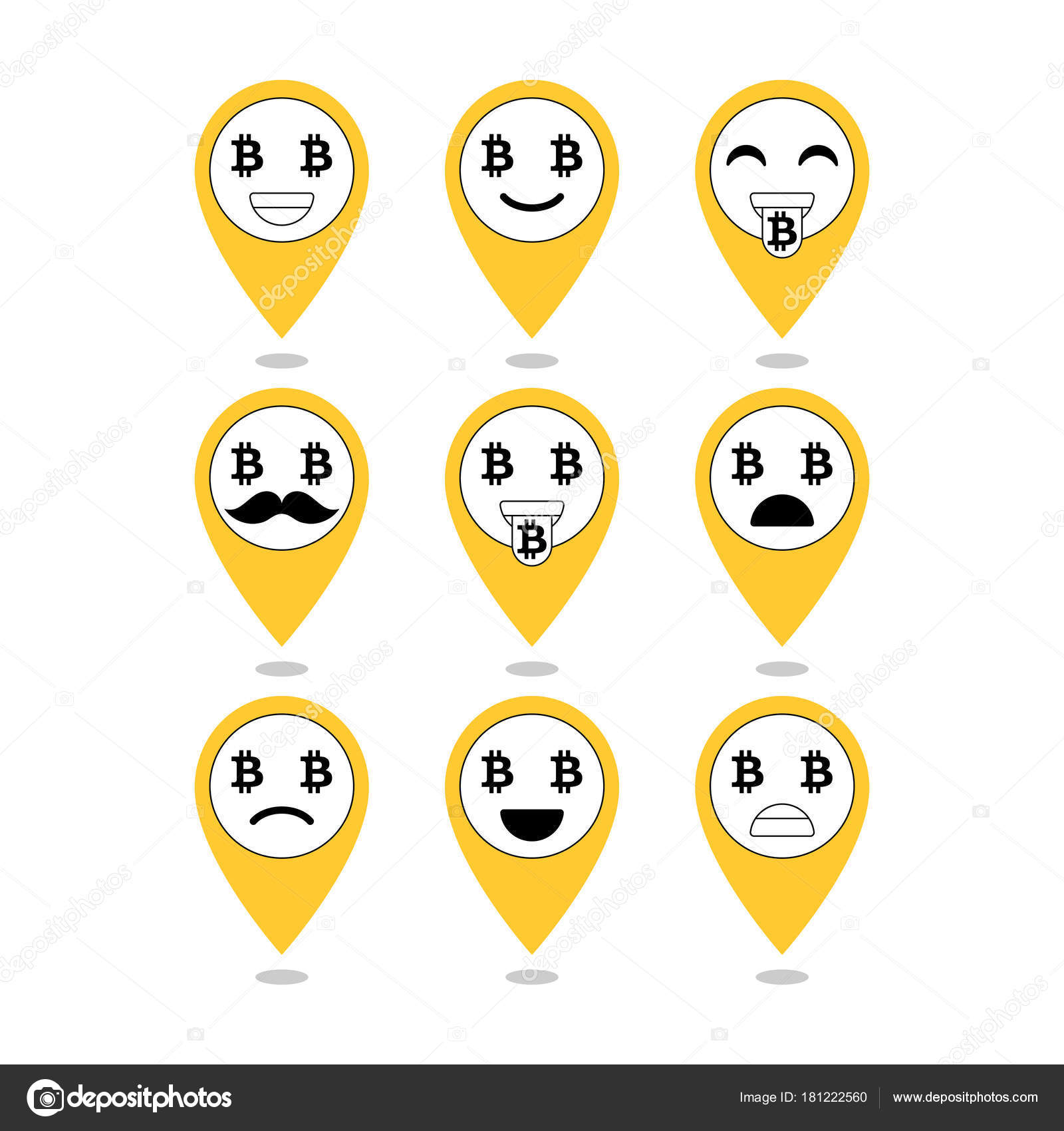 Bitcoin 絵文字 顔文字や笑顔 感情的なアイコンや分離されたサイン ベクトル ストックベクター C Lilipom