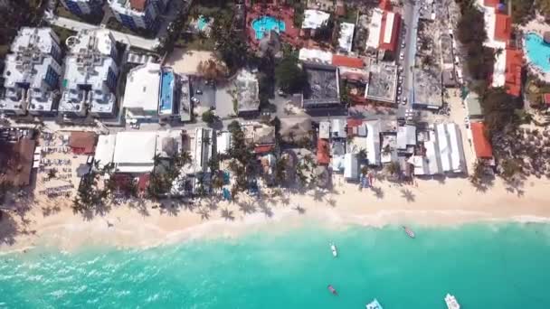 Plaża karaibska w puszce punta z łodziami 2 1080 60fps — Wideo stockowe