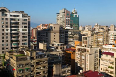 Taipei, Tayvan mavi gökyüzü ile güzel cityscape