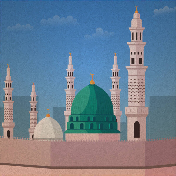 Vintage Nabawi mosque in Medina Illustration