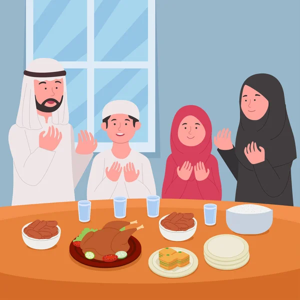 Ramadan Kareem Priez Ensemble Avant Illustration Iftar — Image vectorielle