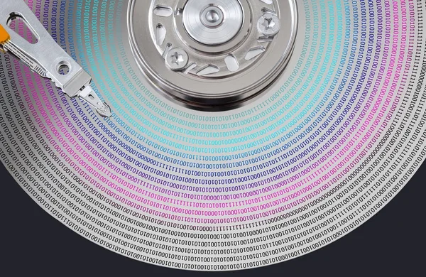 Hard disk surface  with  binary code