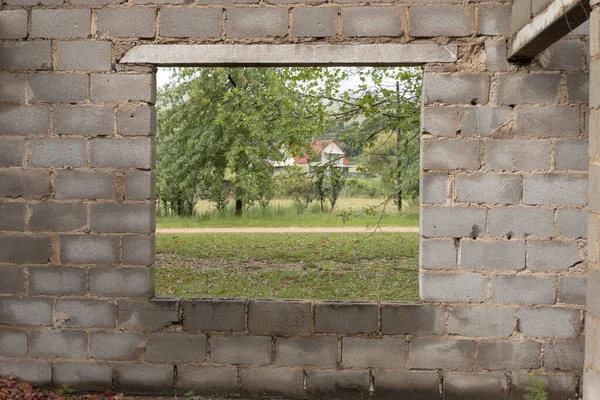 Una Vista Ravvicinata Fotogramma Dove Verrà Costruita Una Finestra Quando — Foto Stock