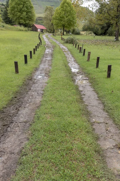 Una Vista Cerca Una Carretera Del Condado Que Conduce Villas — Foto de Stock