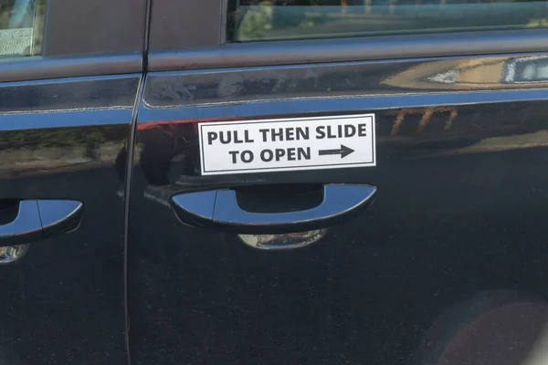 Close View Sign Side Car Door Showing Direction — Stock Photo, Image