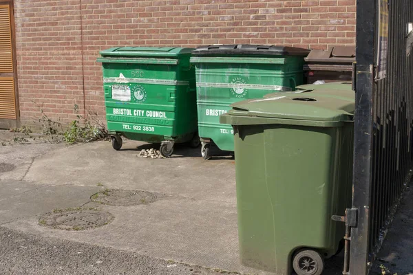 Bristol Mars 2020 Angleterre Une Vue Rapprochée Des Poubelles Conseil — Photo