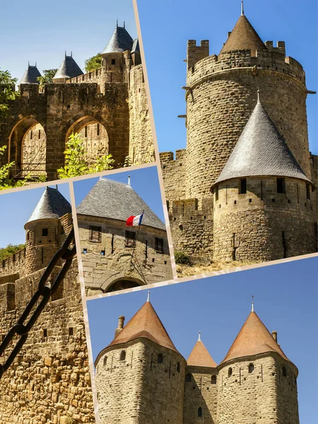 Collage av Carcassonne, Frankrike (mina foton) — Stockfoto