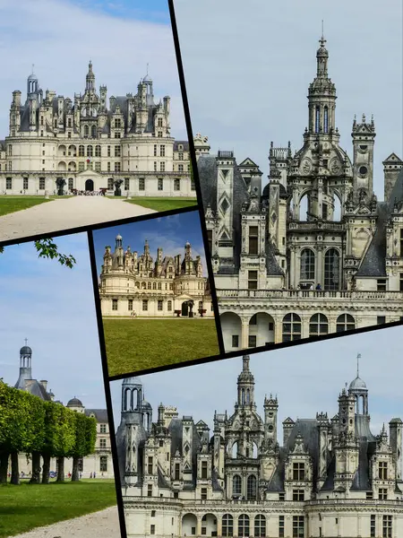 Collage van het kasteel van Chambord, Frankrijk — Stockfoto