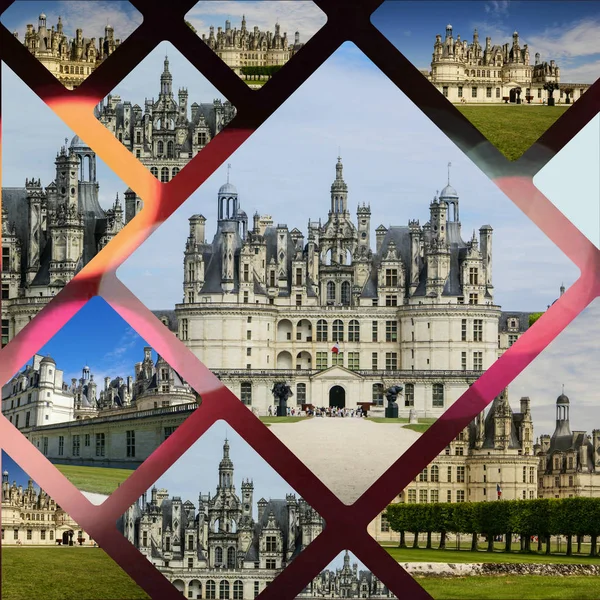 Коллаж замка Шамбор, Франция — стоковое фото