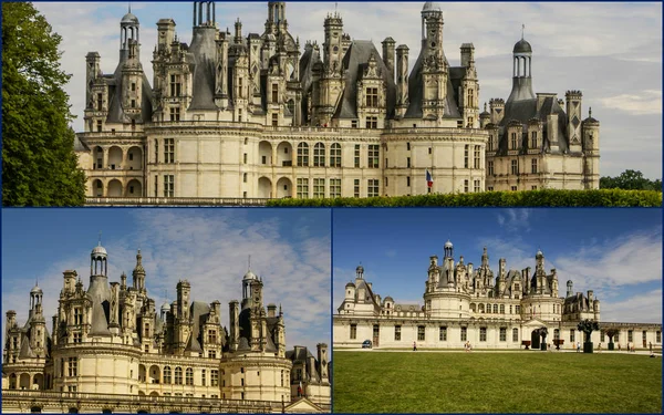 Collage av Chambord slott, Frankrike — Stockfoto