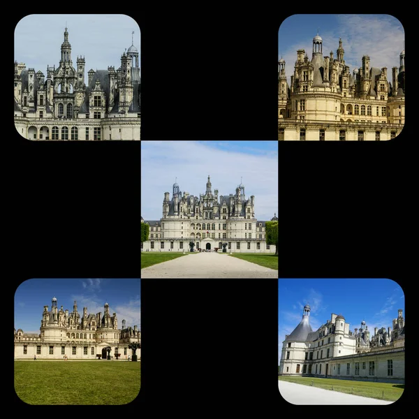 Collage of Chambord Castle, Francia — Foto Stock