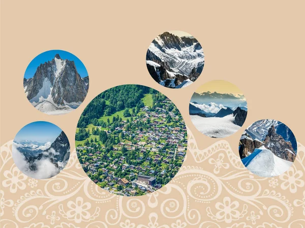 Collage van Chamonix Mont-Blanc, Frankrijk — Stockfoto