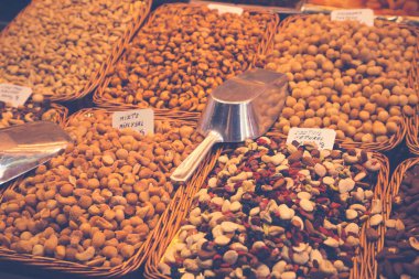 Barcelona, La Boqueria A kapalı çarşısının balık, et, vegetabl için