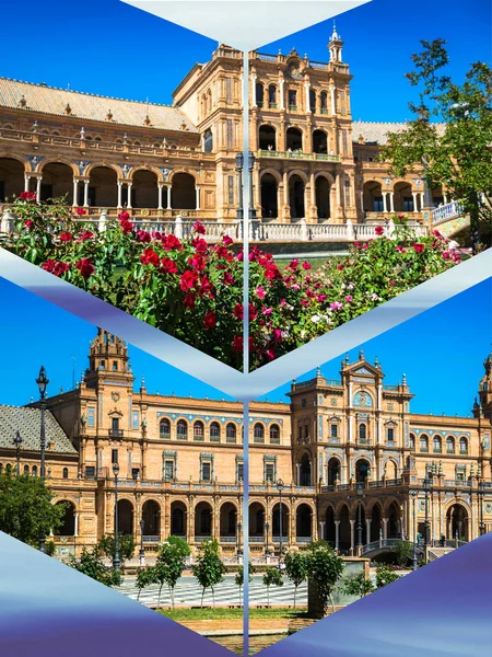 Collage de Plaza de España Sevilla, Andalucía, España , — Foto de Stock