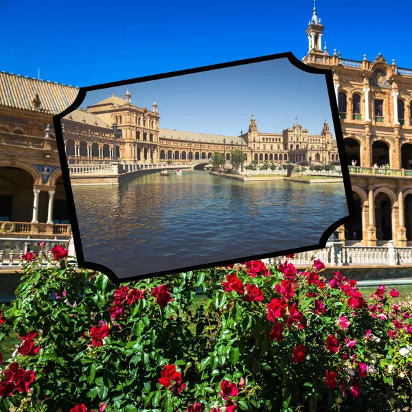 Colagem da Plaza de Espana Sevilha, Andaluzia, Espanha , — Fotografia de Stock