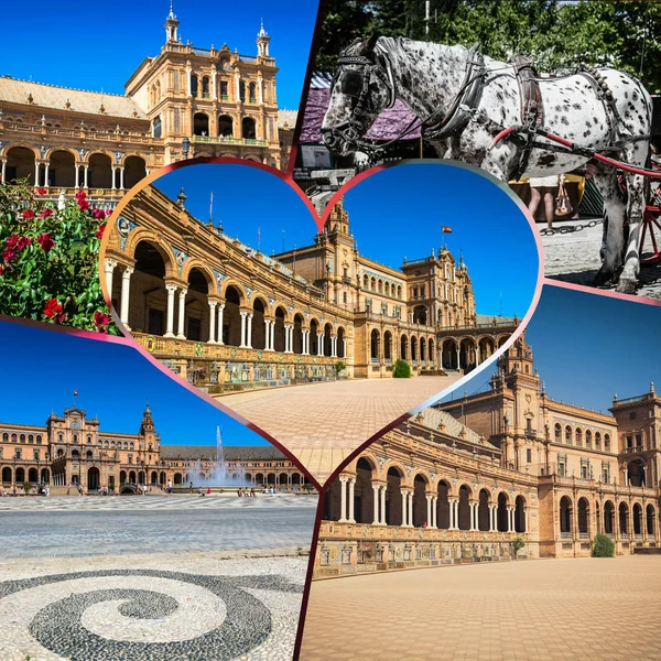 Collage de Plaza de España Sevilla, Andalucía, España , — Foto de Stock