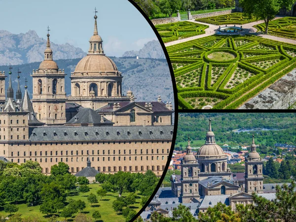 Collage av Kungliga klostret San Lorenzo de El Escorial, Madrid — Stockfoto