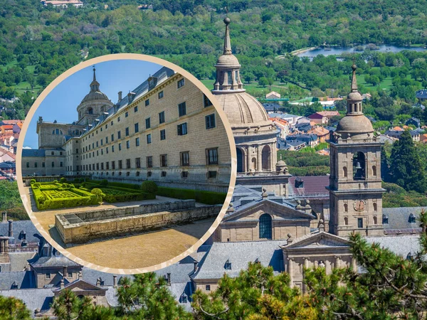 Collage av Kungliga klostret San Lorenzo de El Escorial, Madrid — Stockfoto
