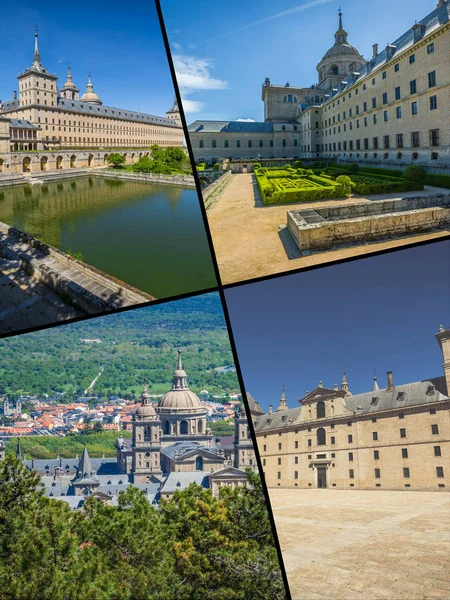 Collage av Kungliga klostret San Lorenzo de El Escorial, Madrid — Stockfoto