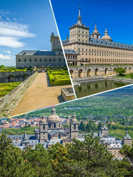 Collage of  Royal Monastery of San Lorenzo de El Escorial, Madrid — Stock Photo, Image