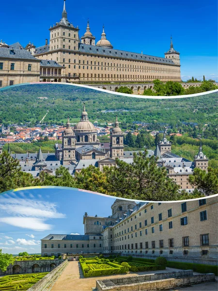 Collage of  Royal Monastery of San Lorenzo de El Escorial, Madrid — Stock Photo, Image