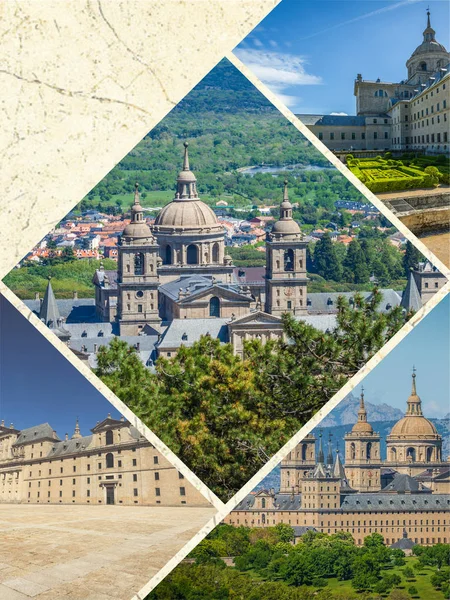 Collage del Monastero Reale di San Lorenzo de El Escorial, Madrid — Foto Stock