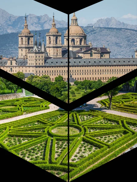 Kraliyet Manastırı, San Lorenzo de El Escorial, Madrid kolaj — Stok fotoğraf